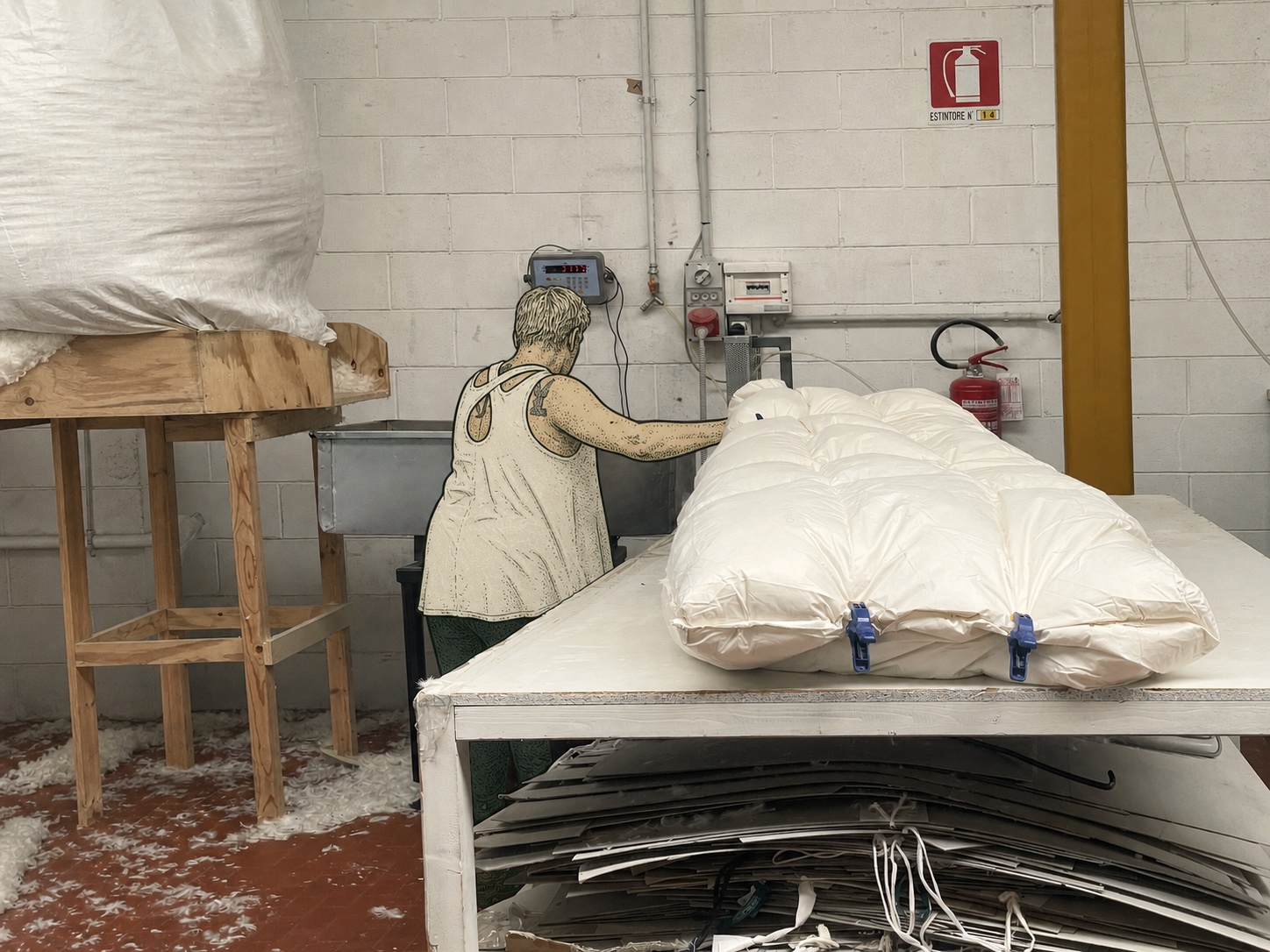 Lavorazione manuale di un componente imbottito
